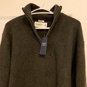 Abercrombie Oversized Quarter-Zip Sweater (Green, Medium)